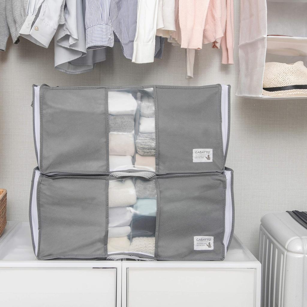 Towa Sangyo Clothing Storage Bag, Easy Access, Gabatto Storage Bag 2, Gray, Medium, Approx. 48 X 32 X 24 Cm, 84415, Set of 2