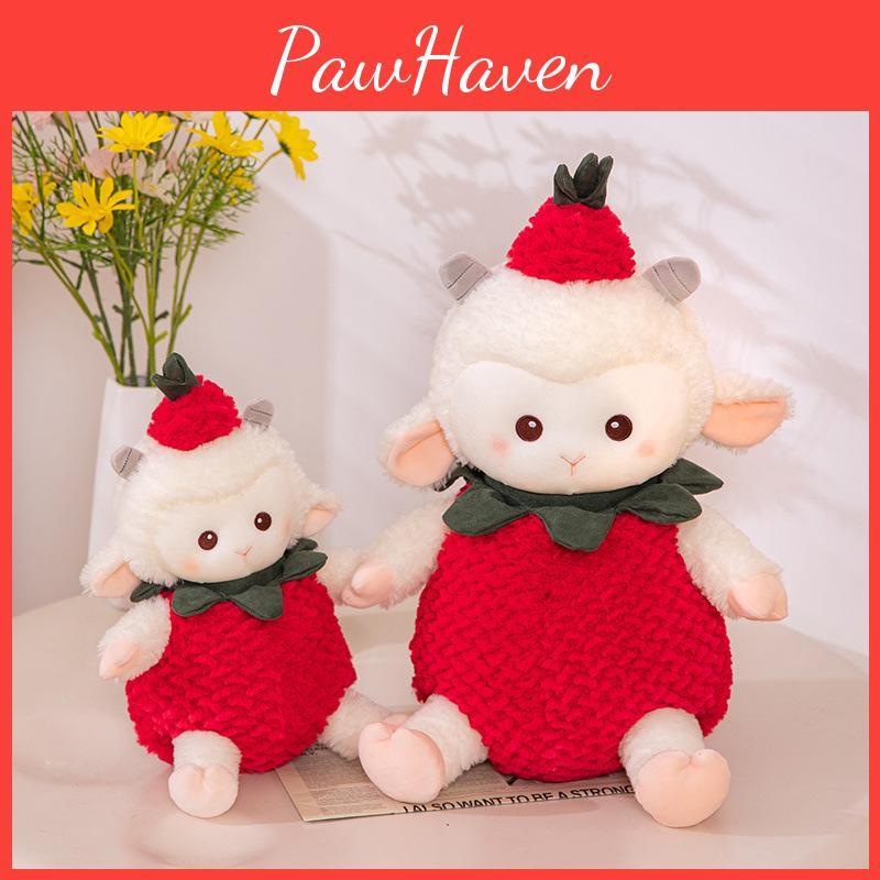 Strawberry Plush Sheep Toy Cute Animals Soft Stuffed Doll Children Gift Holiday