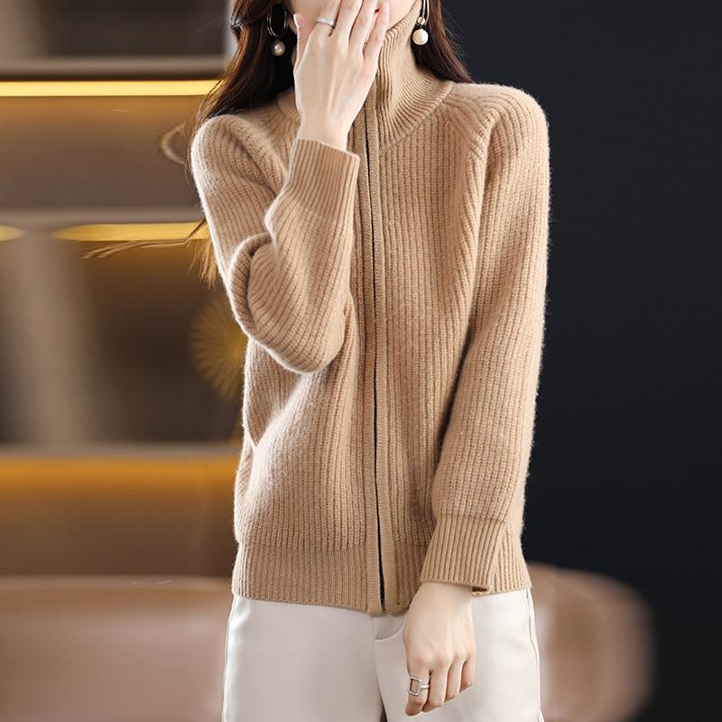 Cardigan damă din cașmir Qinghe cașmir 30% cașmir 70% lână toamnă și iarnă cardigan îngroșat din cașmir moale și cald