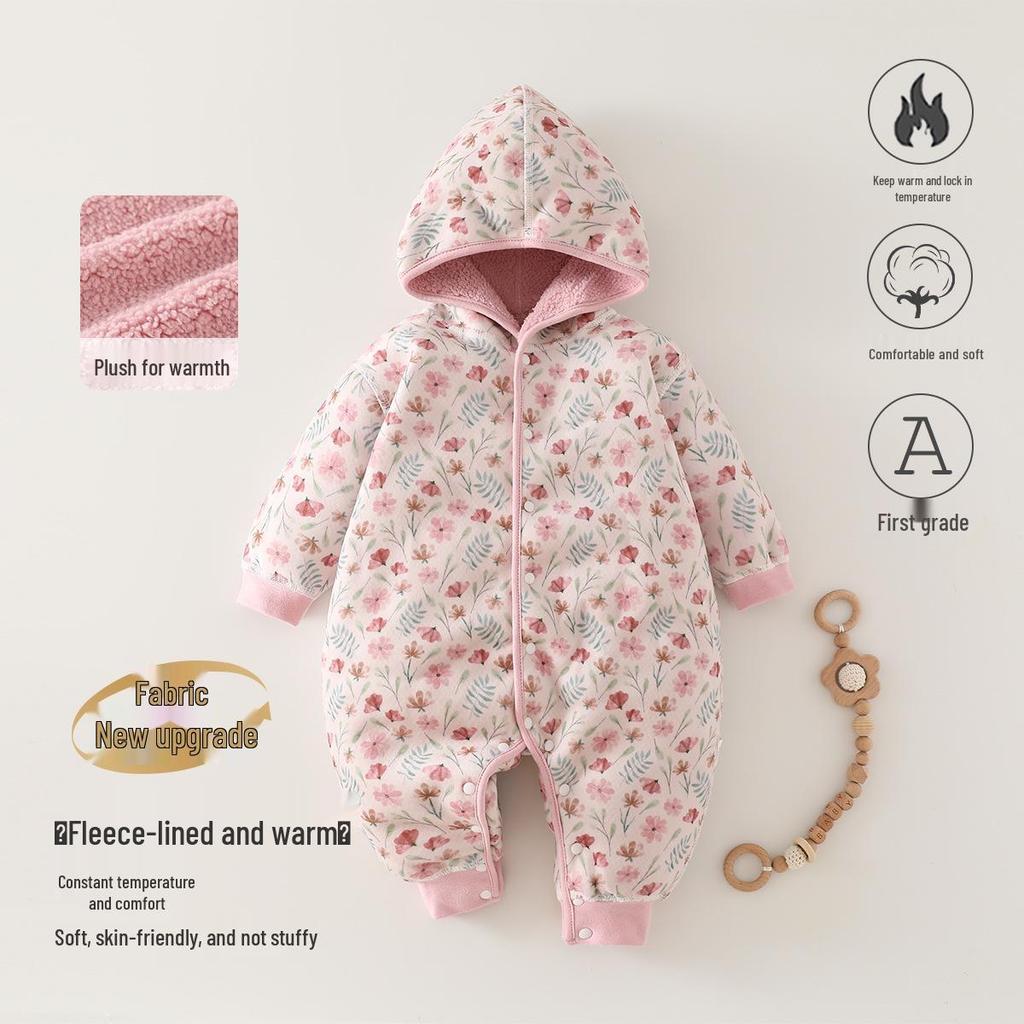 Fleece-lined Baby Romper for Autumn/Winter | 0-1 Year Warm Outing Crawling Suit by Anyang Baby & Children's Wear