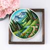 Landscape Stamped Cross Stitch Embroidery Kits with Hoop Cloth Color Thread