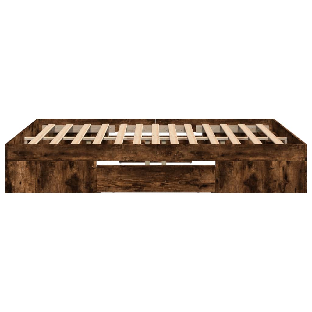 Bed Frame without Mattress Smoked Oak Finish 120 x 190 cm Engineered Wood