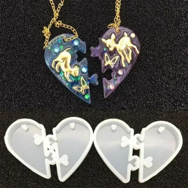 Handmade Creative Diy UV Resin Jewelry Liquid Silicone Mold Love Heart Resin Charms Pendant Molds Decorate Making Jewelry