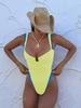 One-piece swimsuit female sexy high fork deep V chest vacation explosion European and American swimsuit