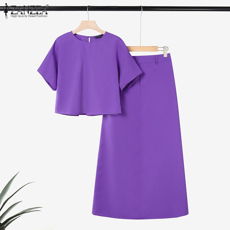 ZANZEA Bluză și fuste cu jumătate de mânecă pentru femei Seturi de costume casual din două piese
