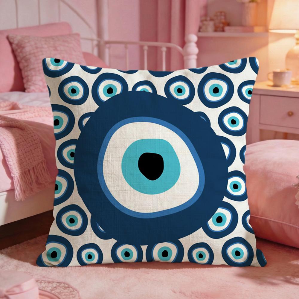 Symbol EEvil Eye Symbol Cushion Cover Premium Comfort Reversible Pillow Cove Two in One Design for Any Room  Car Interior