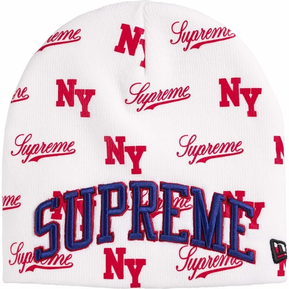 818968 Supreme New Era Шапка-бини с монограммой Белая One-Size