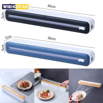Matfilmsdispenser Magnetisk plastfoliedispenser med skärare förvaringslåda Aluminiumfolie Stretchfilmskärare förvaringshållare