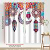 2pcs Colorful Moroccan Pattern Lantern & Crescent Curtains   Perfect for Ramadan/Eid Window Decor  Rod Pocket Curtains