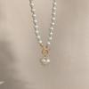 Elegant Pearl Necklace For Women Heart Pendant Necklaces Luxury Imitation Pearls Chain Necklaces Korean Jewelry Girls Gifts