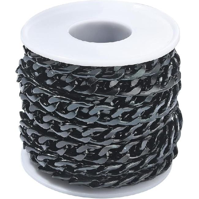DanLingJewelry 16.4 Feet Black Color Aluminium Curb Chains Twisted Links Spool for Jewelry Making Crafts