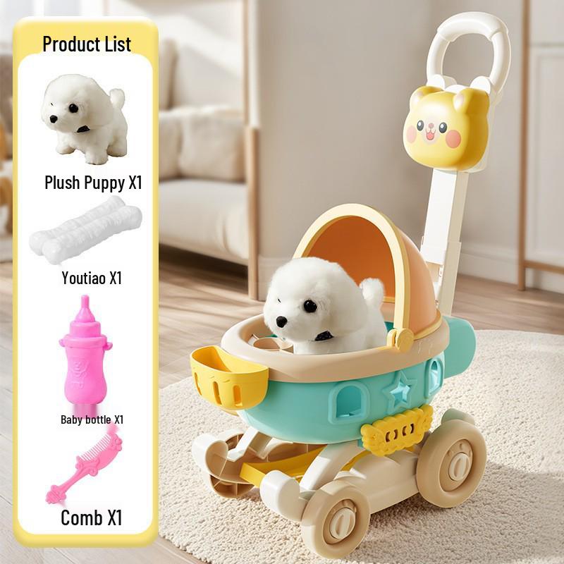 Children's Role-Playing Pet Stroller: Walking and Barking Electric Plush Doll
