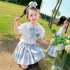2025 Girls' Cinnamoroll Academy-Style Summer JK Shirt & Pleated Skirt Set