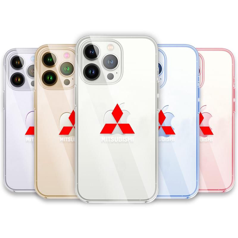 Car Logo Transparent Phone Case For IPhone 11 12 13 14 Pro Max XR X XS SE 7 8 Plus For Mitsubishi Mirage G4 KU8