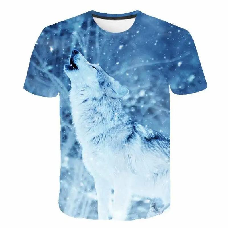 Maglietta Bambini Ragazzi Stampa 3D Animale Lupo Manica Corta Top Estivi Casual dai 2 agli 8 Anni Vestiti per Bambini T-Shirt Bambina