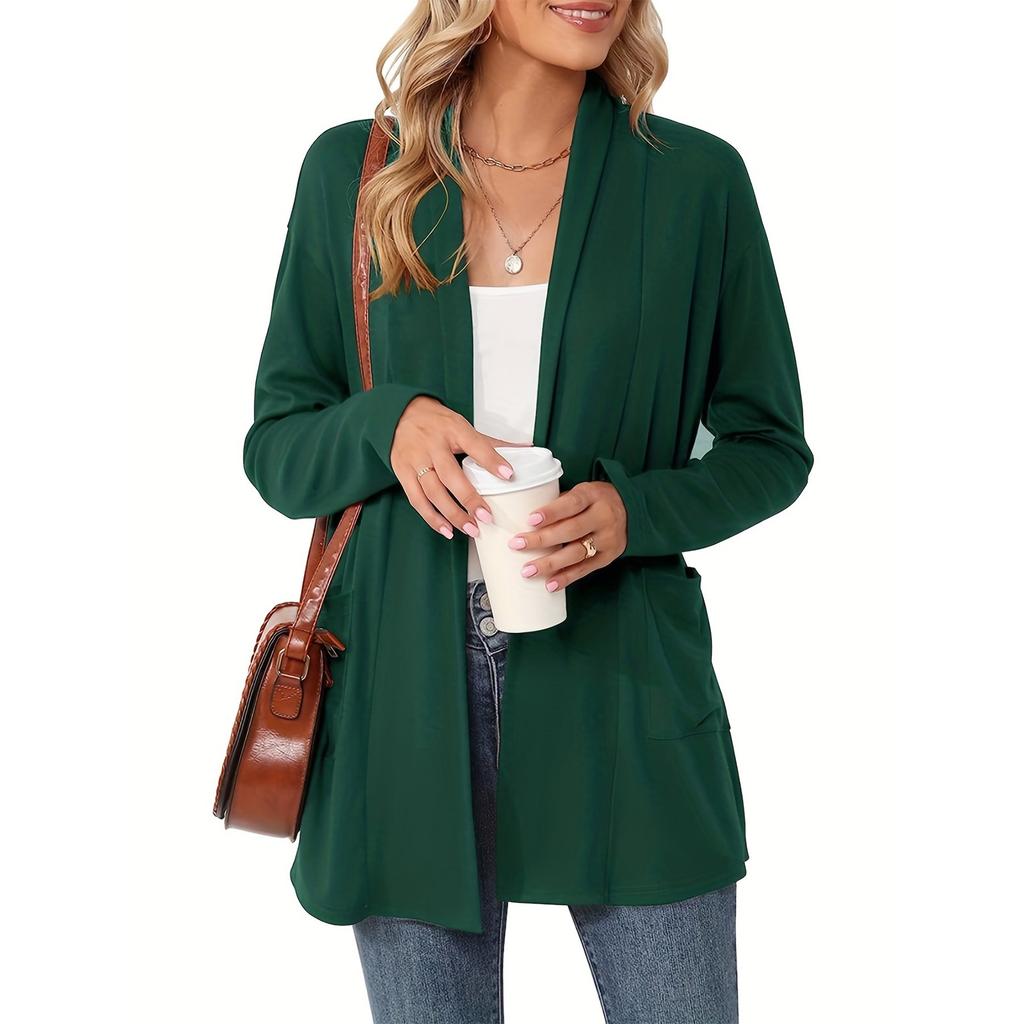 Women's Lightweight Cardigan Sweaters Open Front Long Sleeve Casual Loose Thin Cardigans With Pockets