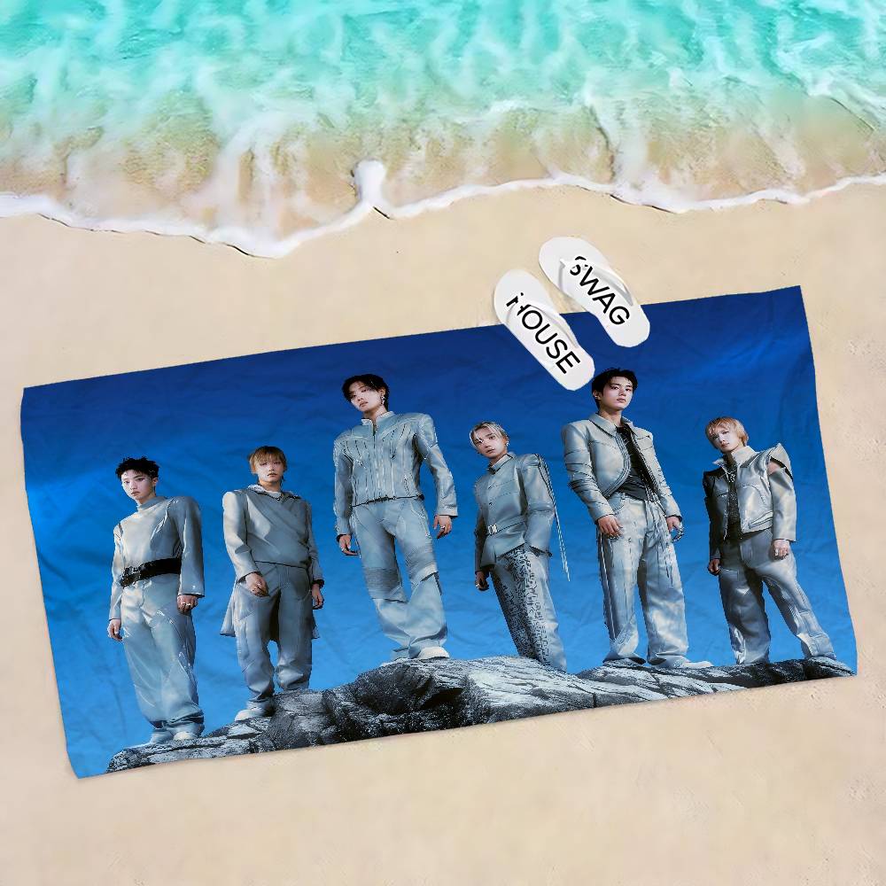 Custom P1Harmony Kpop Bath Towel Microfiber Soft Water Absorbing Breathable For Girl Kids Decorative Cartoon Beach Towel