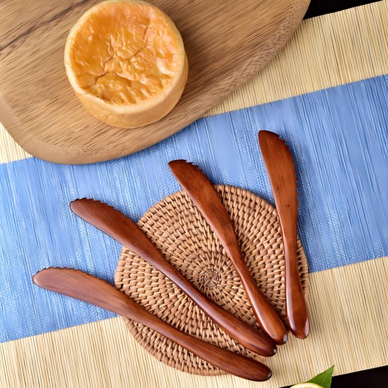 1pc Premium Wooden Butter Knife with Serrated Edge - Ideal for Spreading Cheese & Jam,Kitchen Essential for Home Cooks & Chefs, Butter Spreading Tool