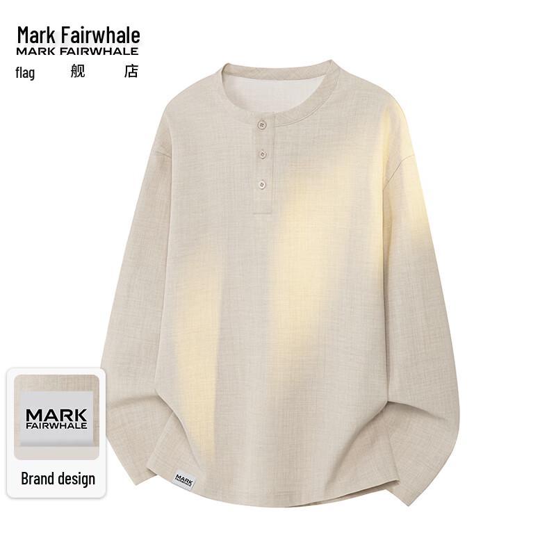 Mark Fairwhale Men's Casual Long Sleeve Henry Collar Pullover