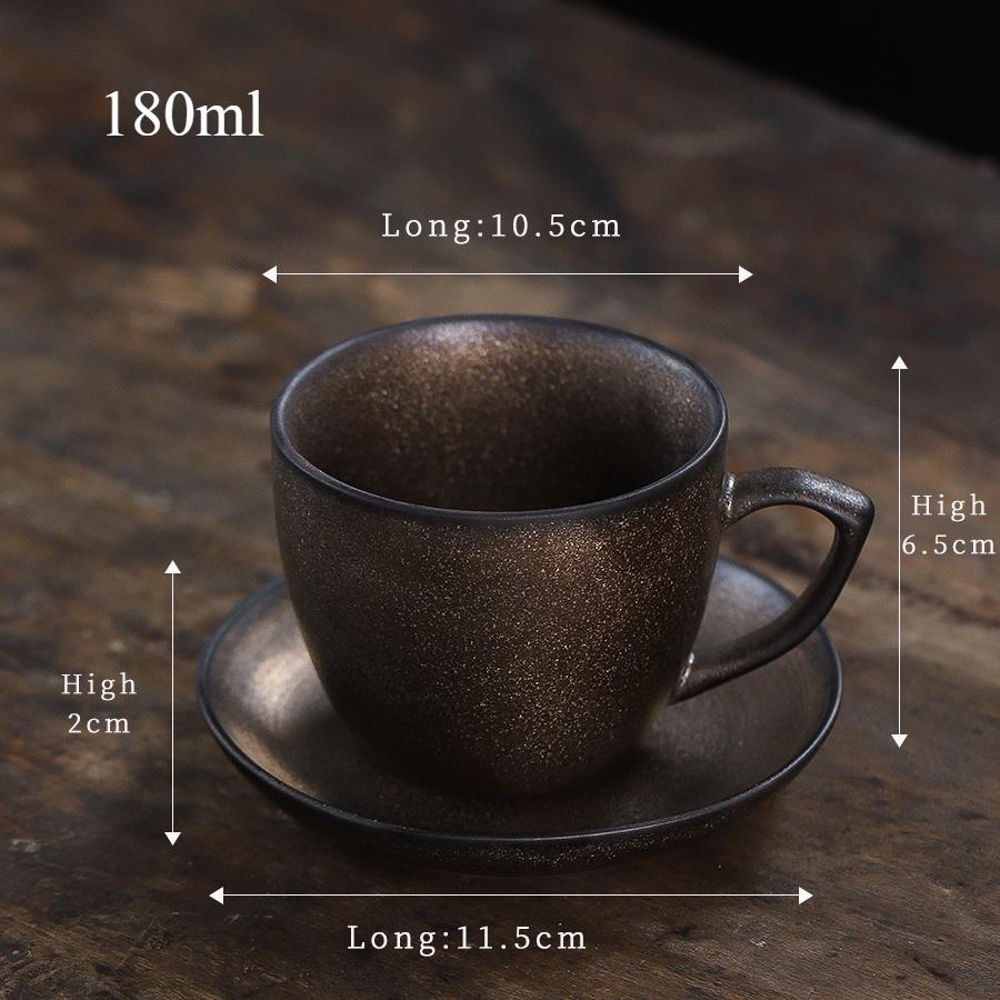 Vintage Crackle Glazed Ceramic Coffee Cup & Saucer Set For Latte Art, Afternoon Tea Cup & Saucer, Milk Tea Cup