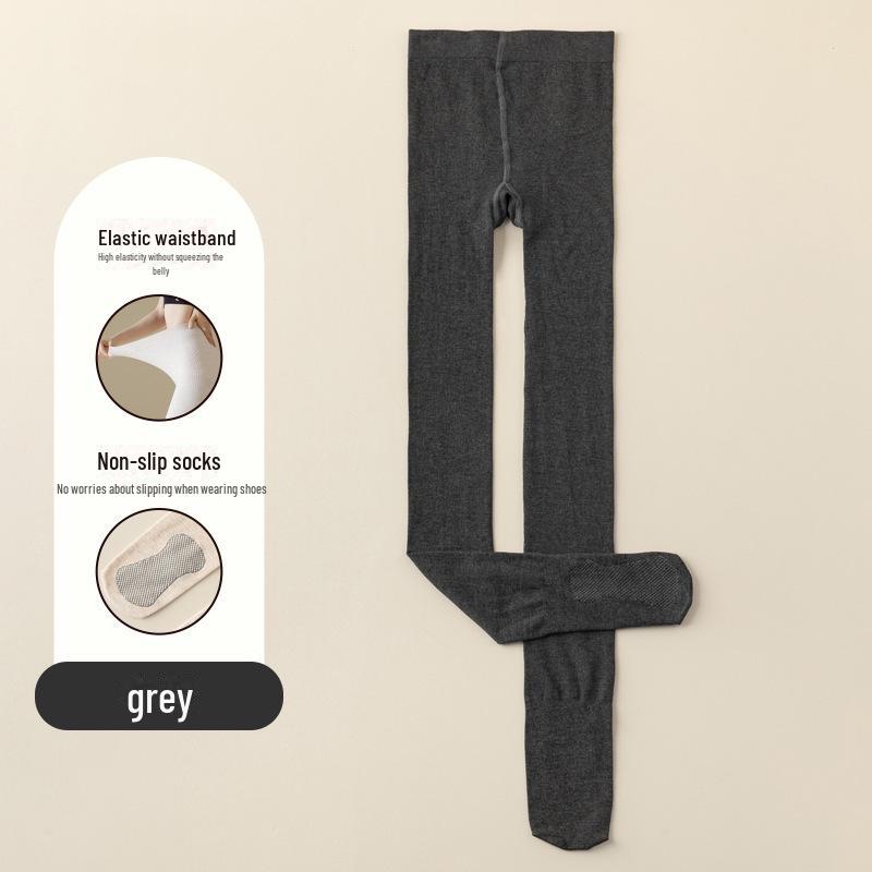 Women's Gray Velvet-Lined, No-Drop Pantyhose - Thick, Large Size, Slimming, Perfect for Spring, Autumn, & Winter