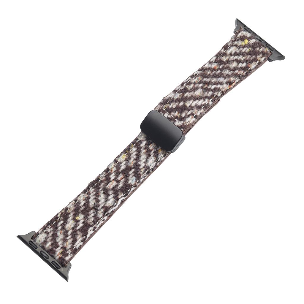 Genuine Cow Leather+Wool Watch Band for Apple Watch Ultra 3 2 1 49mm/Series 11 10 46mm/9 8 7 45mm/SE3 SE2 SE 6 5 4 44mm/3 2 1 42mm Wrist Strap