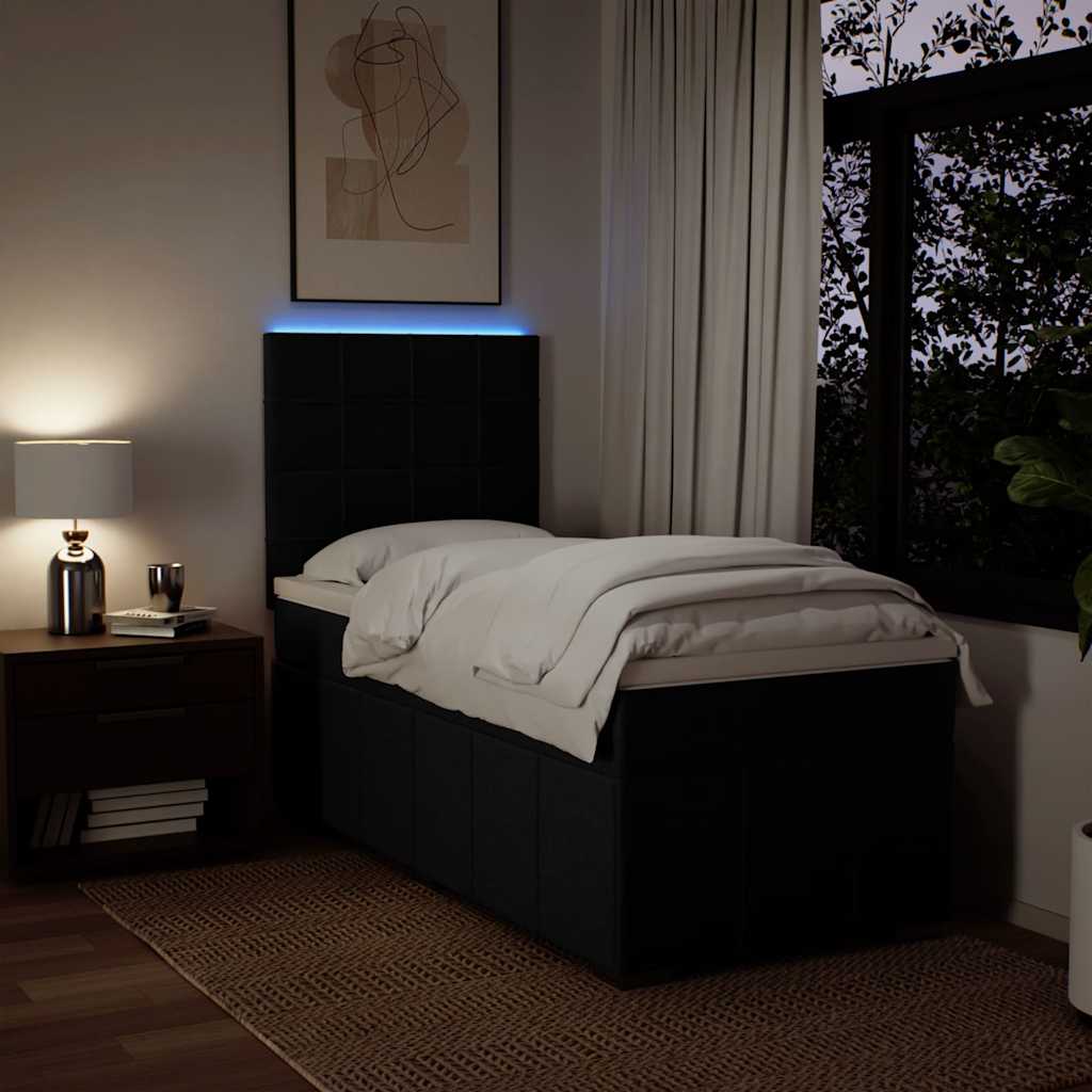 Box Spring Bed with Mattress Black 90 x 190 cm Fabric