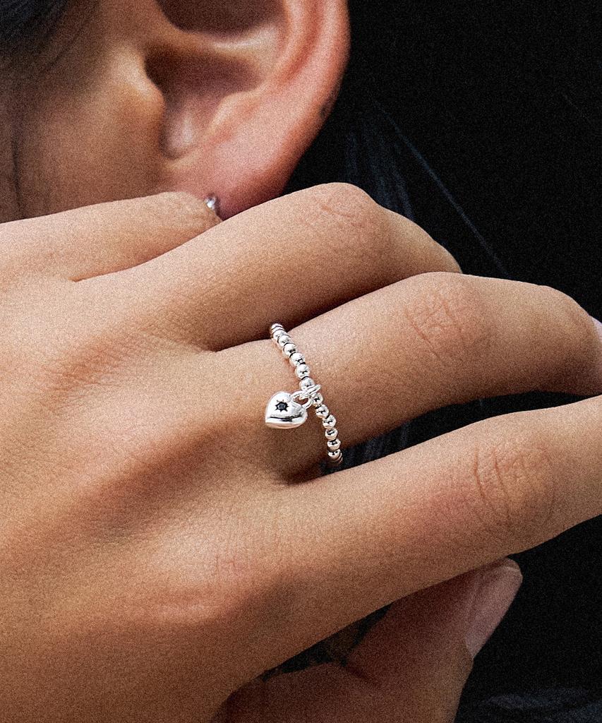 Scaletto Rs012 Silver925 Heart Pendent Beads Ring