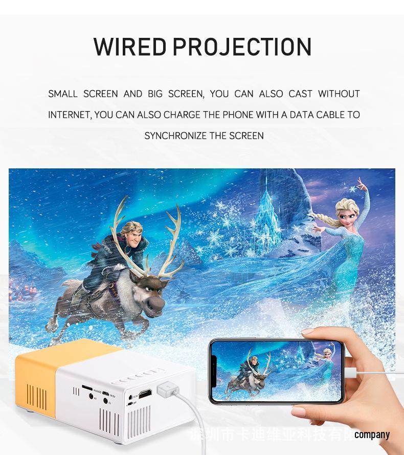 YG300 Mini HD LED Projector for Mobile Screen Mirroring
