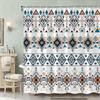 Southwestern Geometric Shower Curtain - Earthy Brown, Orange & Teal Tribal Art, Diamond & Triangular Patterns,  Machine Washable