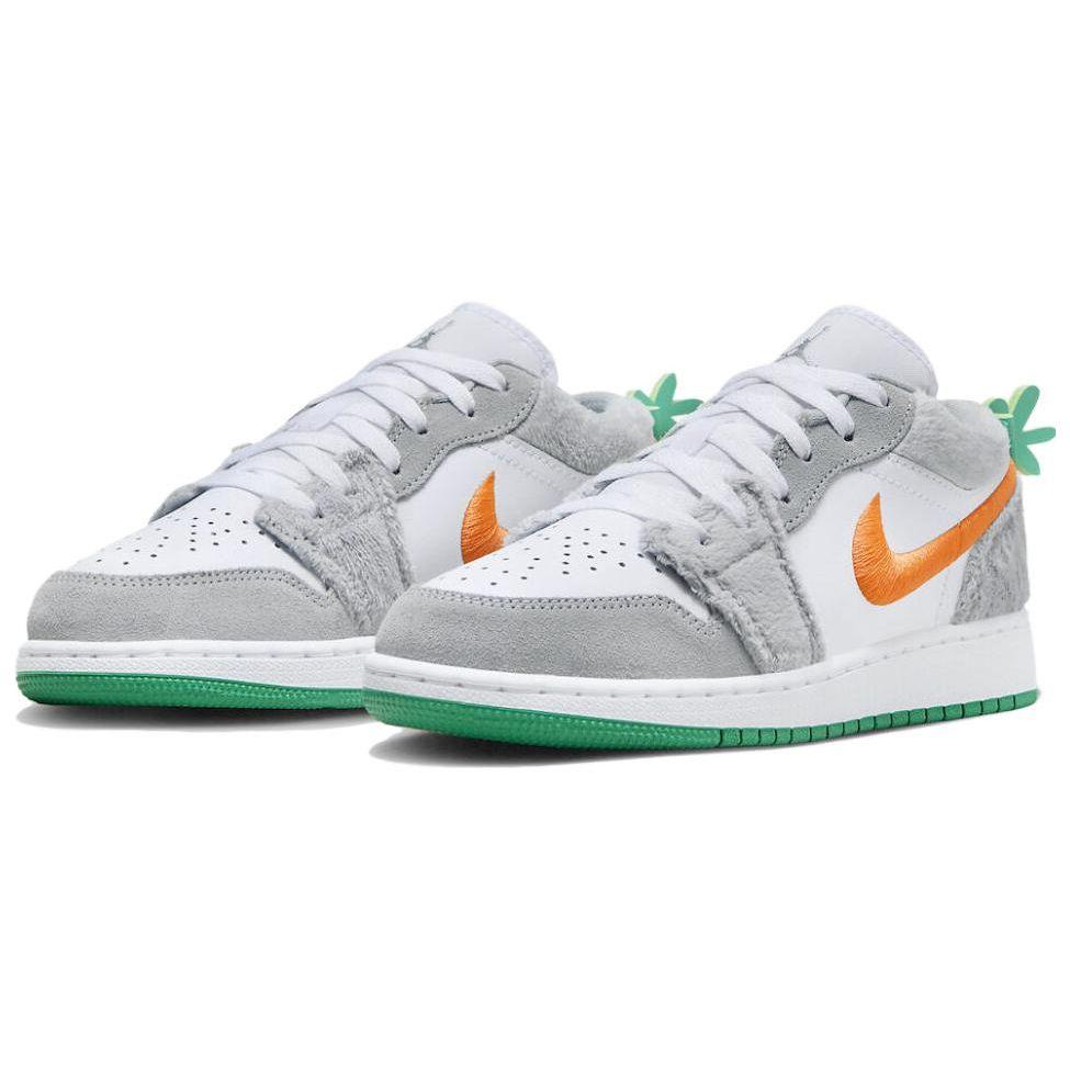 Air Jordan 1 Low GS Rabbit Kids Sneakers Grey Light-Smoke-Grey Total-Orange DZ6333-083