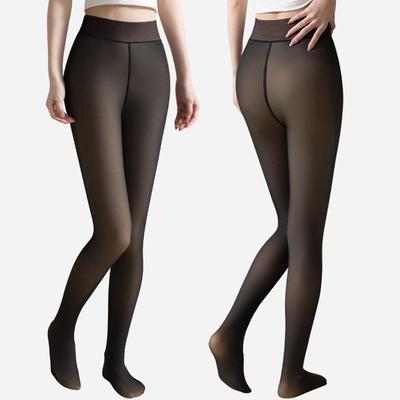 Fleece-Lined Sheer Look Extra Large One-Piece Women's Tights