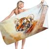 Tiger Print Beach Towel Microfiber No Sand Free Quick Dry Towel Surf Poncho Bath Summer Swimming Fitness Yoga Gym Mat Women Men