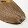 FREEDOM Synthetisches Yaki Fluffy Glattes Häkelhaar 24 Zoll 210g Häkelzöpfe Haare Ombre Braun Weiß Flecht Haarextensions
