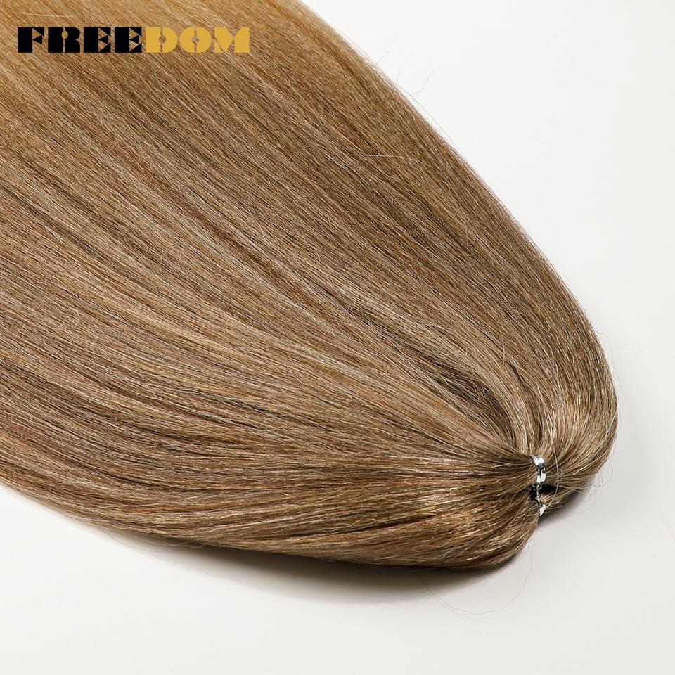 FREEDOM Synthetisches Yaki Fluffy Glattes Häkelhaar 24 Zoll 210g Häkelzöpfe Haare Ombre Braun Weiß Flecht Haarextensions