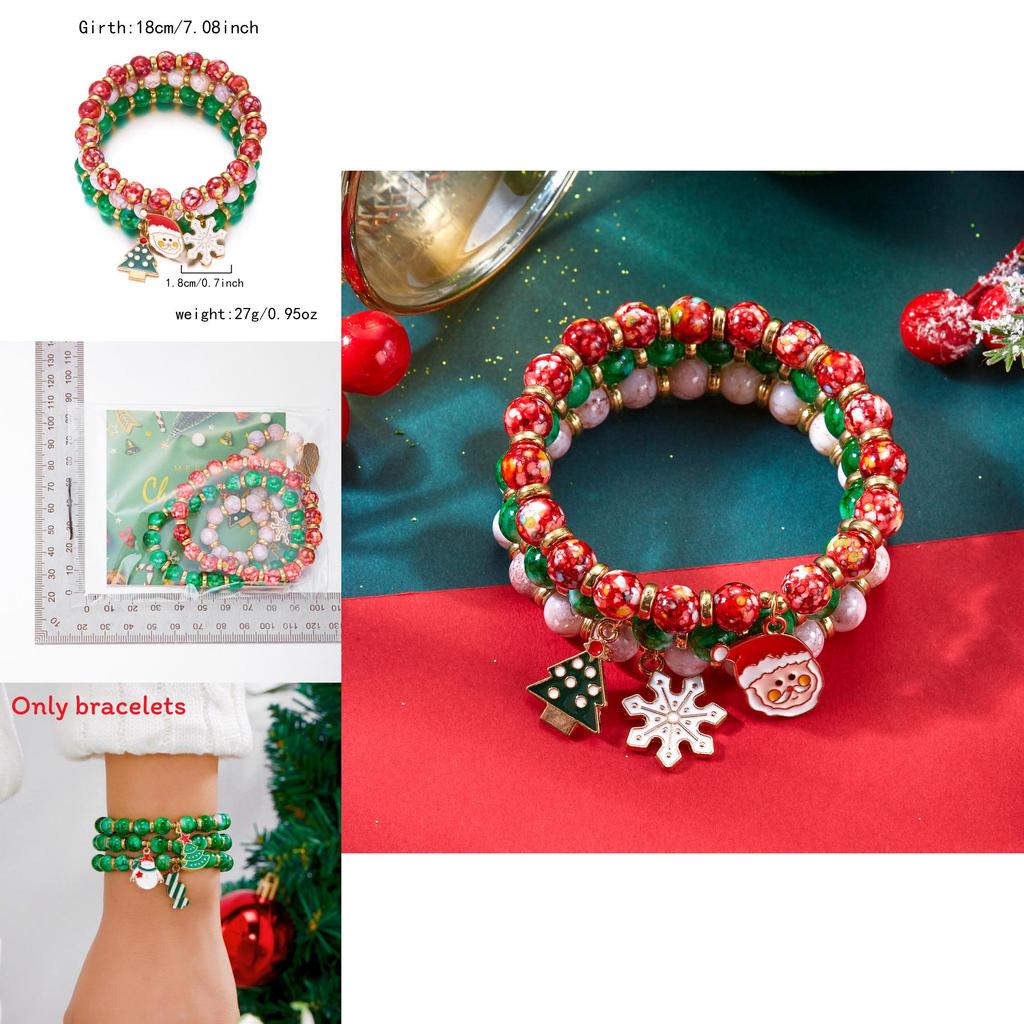 Weihnachts-Charm-Armband-Set mit Schneeflocke, Rentier, Weihnachtsmann zum Verschenken in der Weihnachtszeit