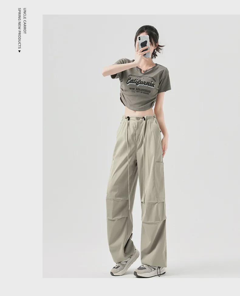 Women's High-Waist Velvet-Lined Wide-Leg Climbing Pants - Autumn/Winter 2025 American Style