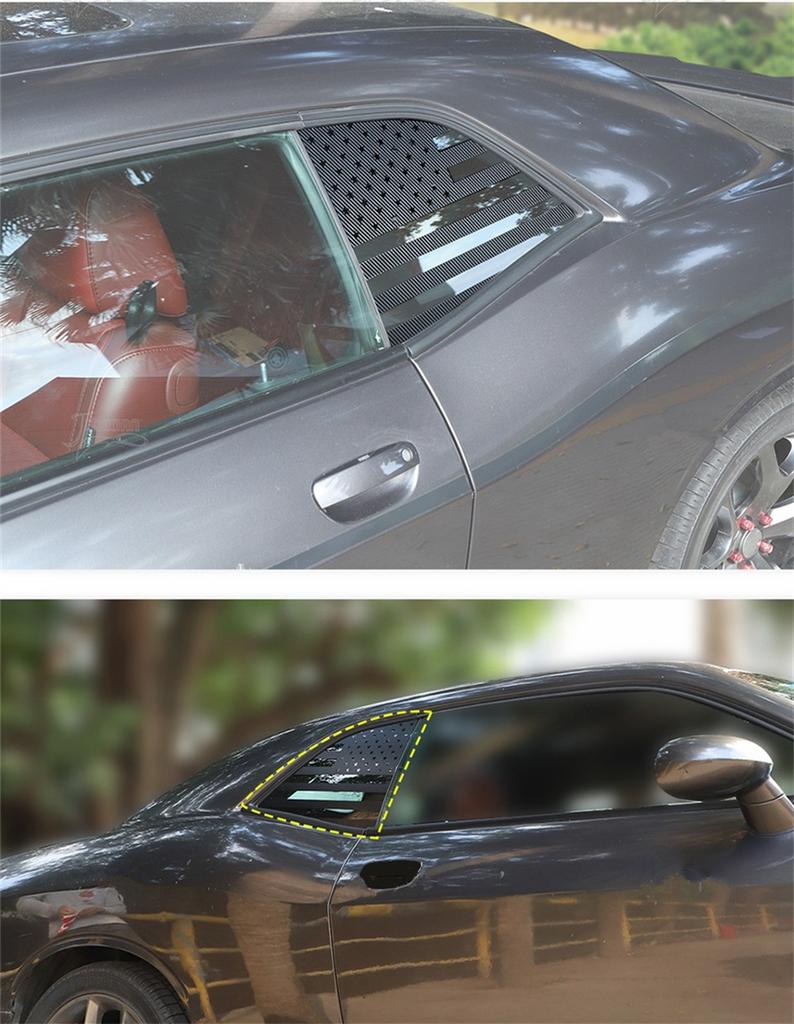 2Pcs Rear Window American Flag Vinyl Decal Stickers For 2008-22 Dodge Challenger