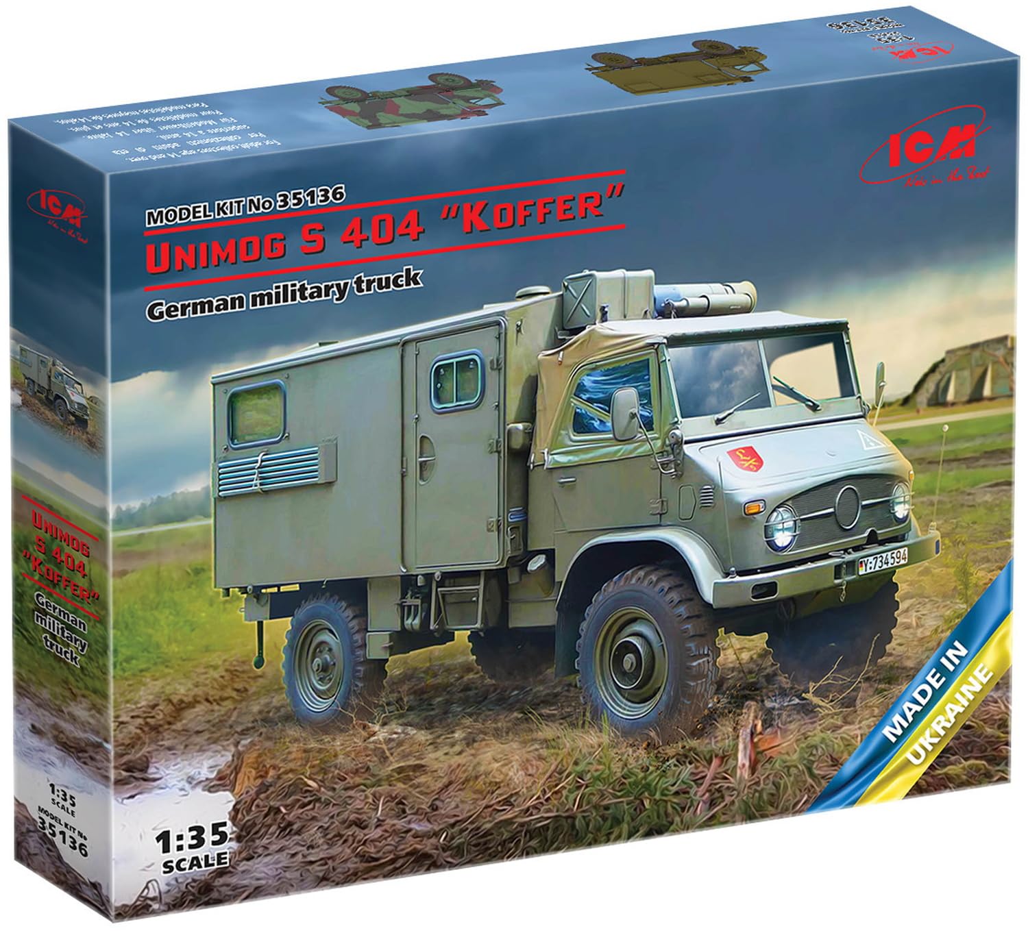 ICM 1/35 Немецкий Unimog S404 Бортовой Военный Грузовик Пластиковая Модель 35136 (Формованный цвет)