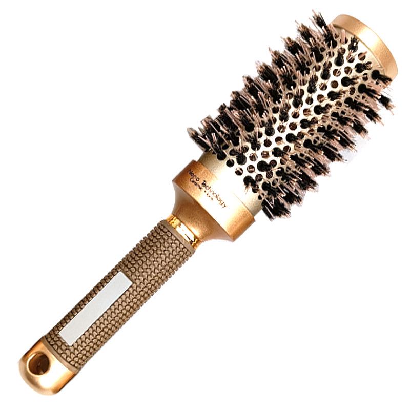 4-Piece Cylinder Curly Hair Roller Set: Pig Bristle Comb, Thermal Air Aluminum Comb, Ceramic Styling Comb.