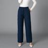 High-Waist Wide-Leg Cotton Trousers for Women - Thick, Warm, Large Size, Casual Straight Fit for Middle-Aged and Seniors.