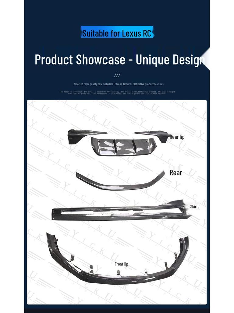 Lexus RC Carbon Fiber Body Kit: Front Lip, Rear Diffuser, Side Skirts & Tail Wing Spoiler (2015-2024)