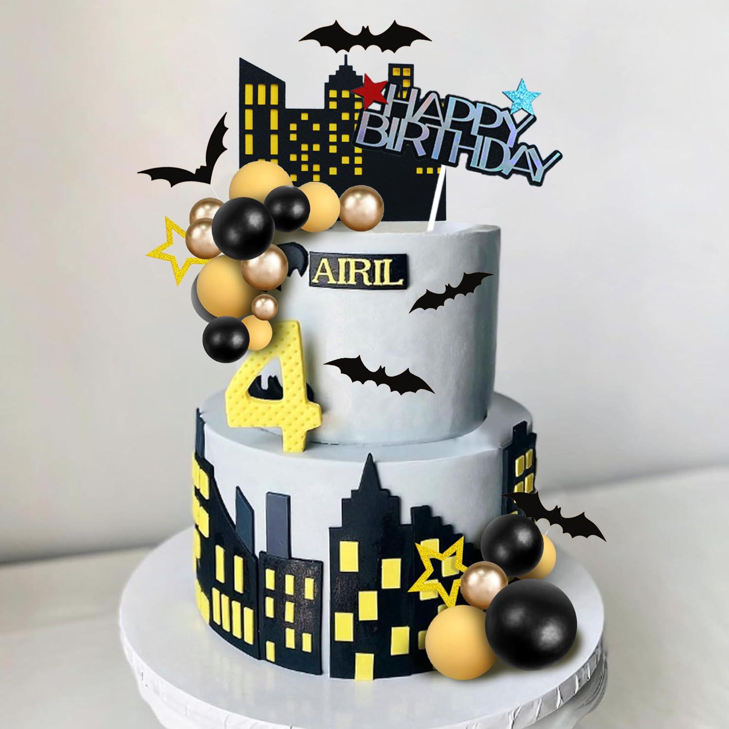 

37 PCS Bat Cake Topper Happy Birthday Cake Decorations for Boys Kids Bat Theme Birthday Party Halloween Party Supplies