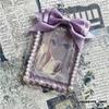 1 Pièce 3 Pouces Volant Kpop Porte-Présentation de Photocard Doux Mode Coréenne Nœud Housse de Protection pour Carte Photo Fournitures Étudiant Cadeau