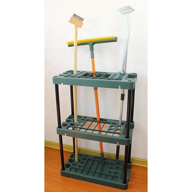 2 - Tier Square Garden Tool Rack , Heavy Duty Plastic and Steel Outdoor Organizer for Garage and Balcony 58 31 86cm