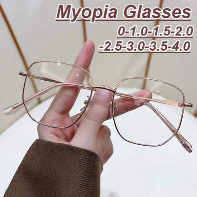 New Metal Polygonal-frame Myopia Glasses Minimalist Large-Frame Blue Light-Blocking Men's and Women's Shortsighted Eyewear