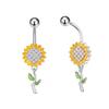 Butterfly Zircon Navel Ring Sunflower Heart Belly Button Ring Fashion Body Piercing Jewelry  Girls