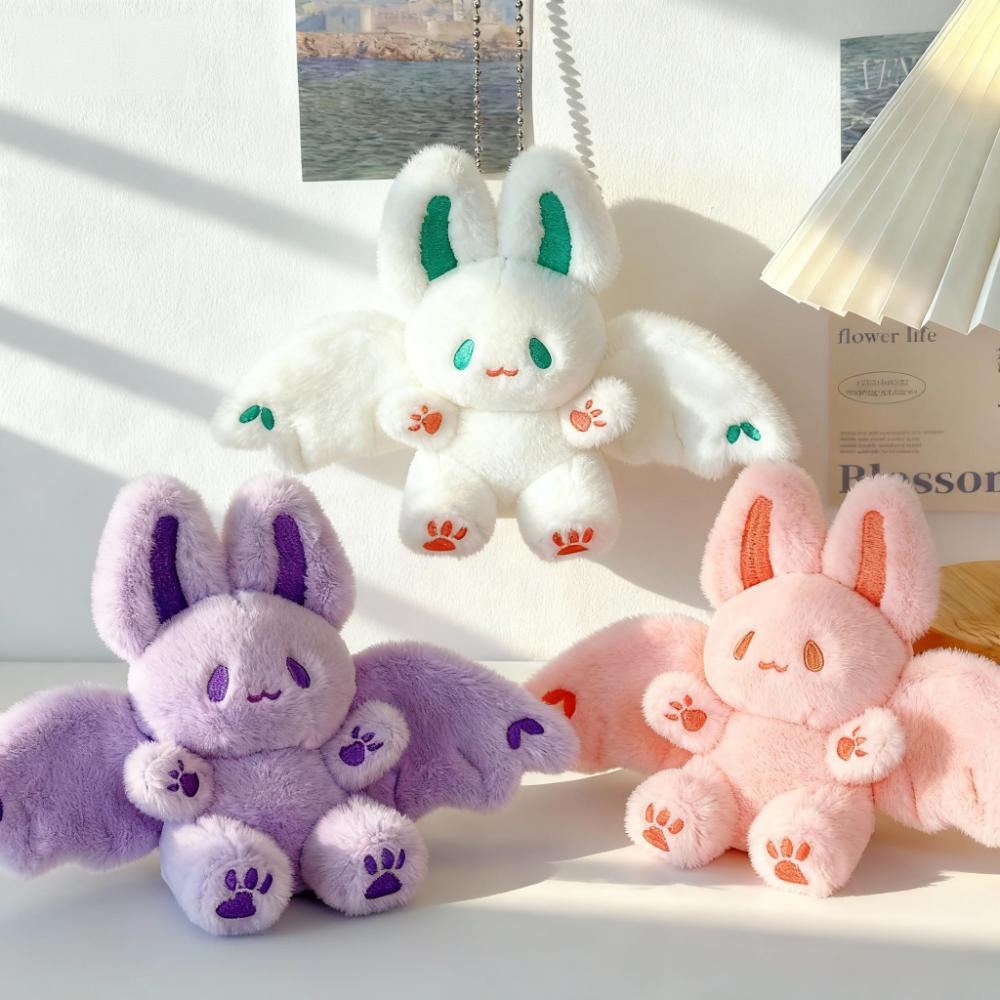 Flying Bat Rabbit Plush Toy Purple Pink White Backpack Charm For Boys Girls Kid Desk Adorable Unique Stuffed Animal Gift Present