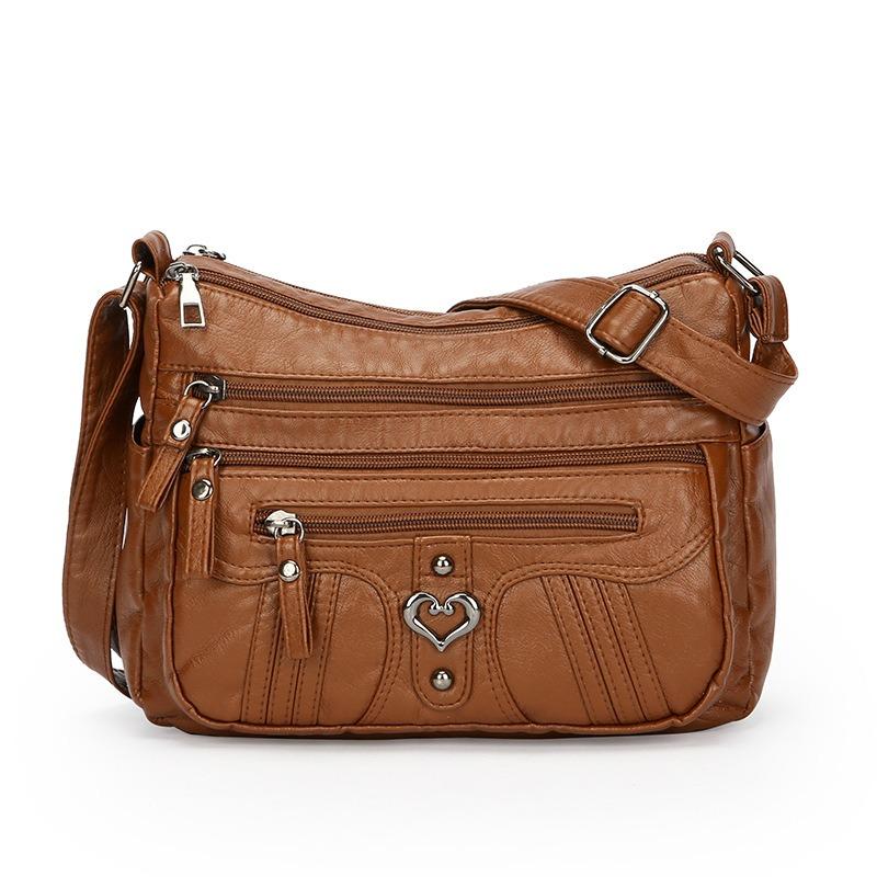 Ladies' Soft Leather Large Capacity Crossbody Shoulder Bag