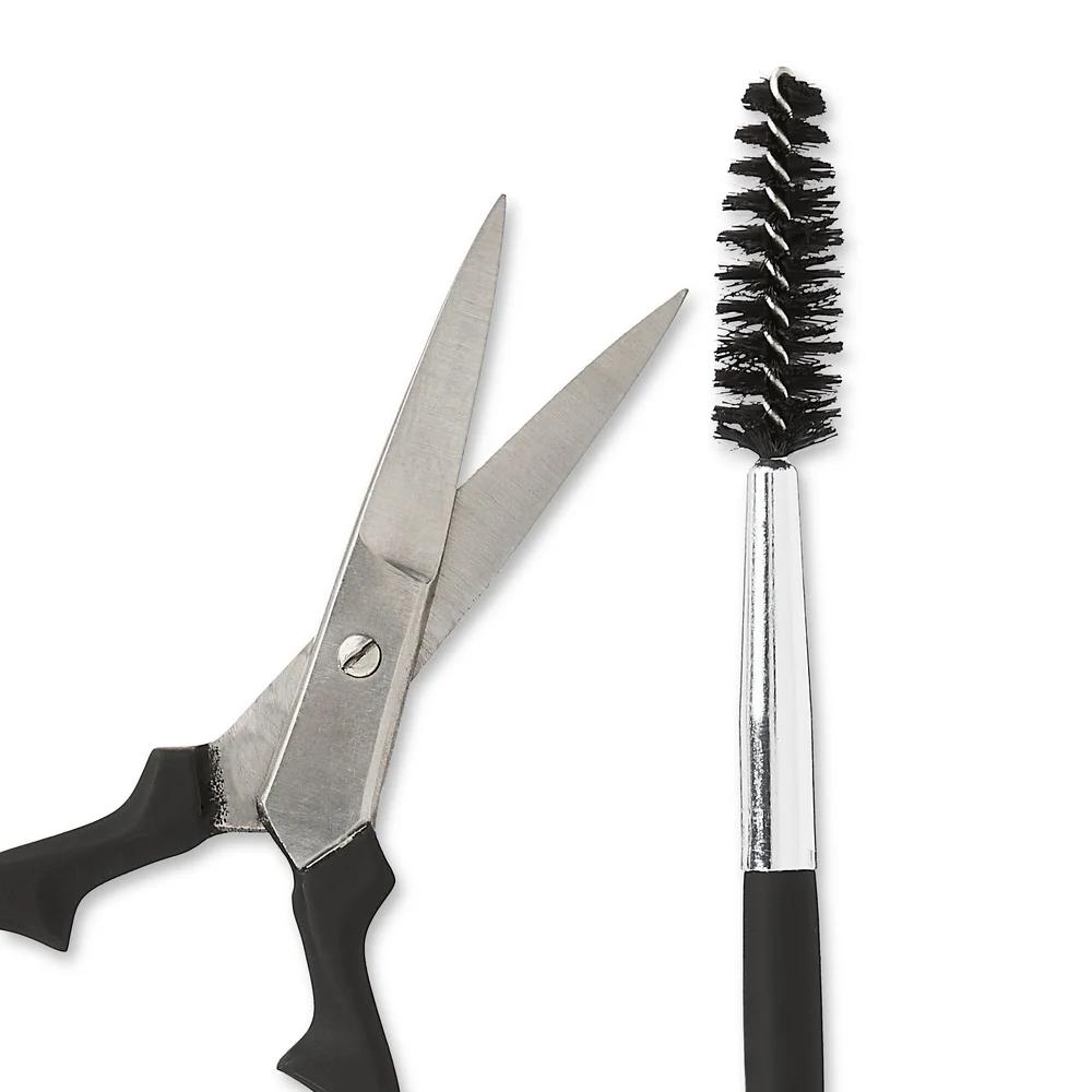 

Набор ножниц для бровей из нержавеющей стали и двусторонней кисти Эргономичная точность подстригания волос Идеальные штрихи для ухода Использование в путешествиях United States